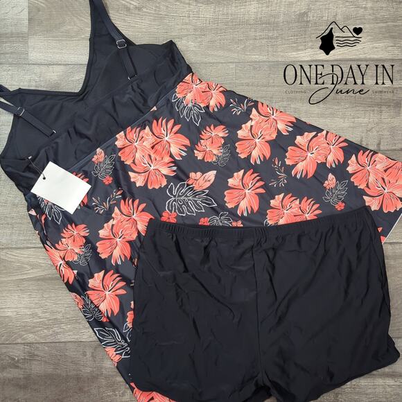 Hanna Nikole Plus Size Boyshort Tankini Swimsuit Size 24W - Picture 5 of 5